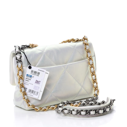 Chanel Iridescent Calfskin Quilted Medium 19 Flap White 3 of 10