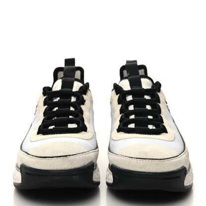 Chanel Velvet Calfskin Mixed Fibers CC Sneakers 37.5 Ivory Black 2 of 8