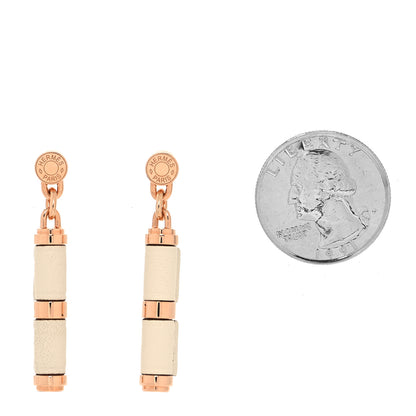 Hermes Rose Gold Plated Swift PM Charniere Earrings Craie 2 of 6