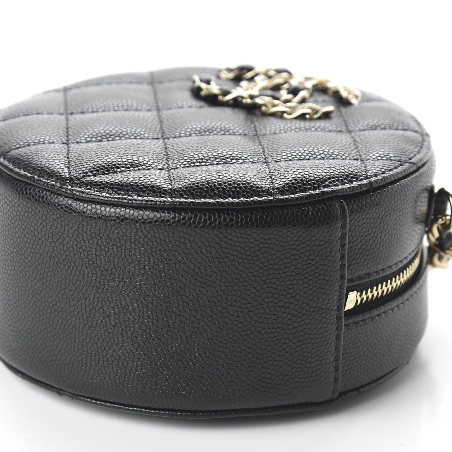 Chanel Caviar Quilted French New Wave Round Clutch With Chain Black 7 of 10