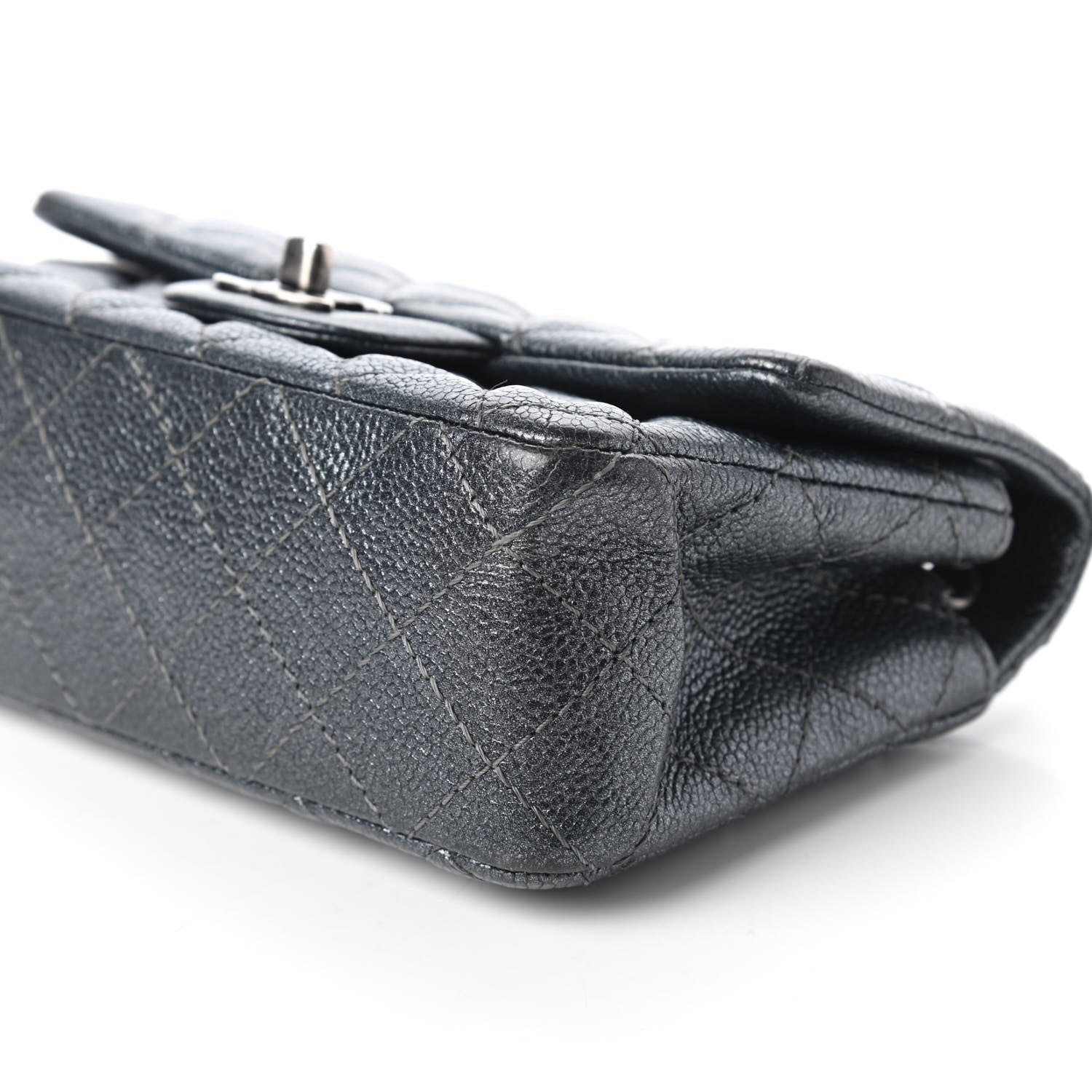 Chanel Pearly Caviar Quilted Mini Rectangular Flap Grey 7 of 10