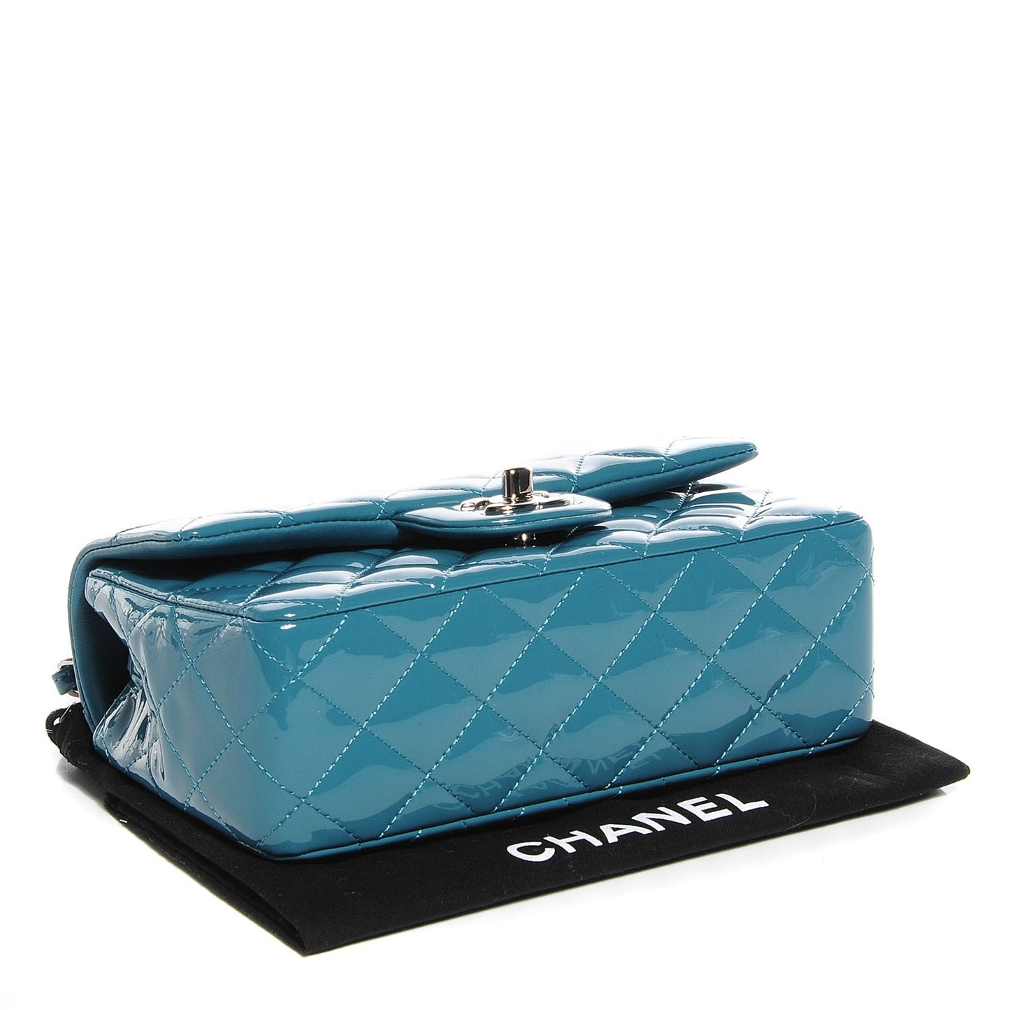 Patent Quilted Mini Rectangular Flap Green