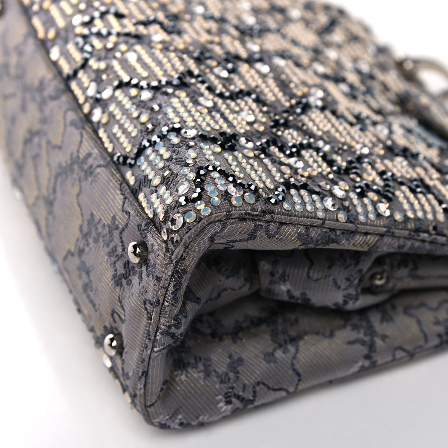 Judith Leiber Crystal Fabric Embroidered Evening Bag Grey 9 of 14
