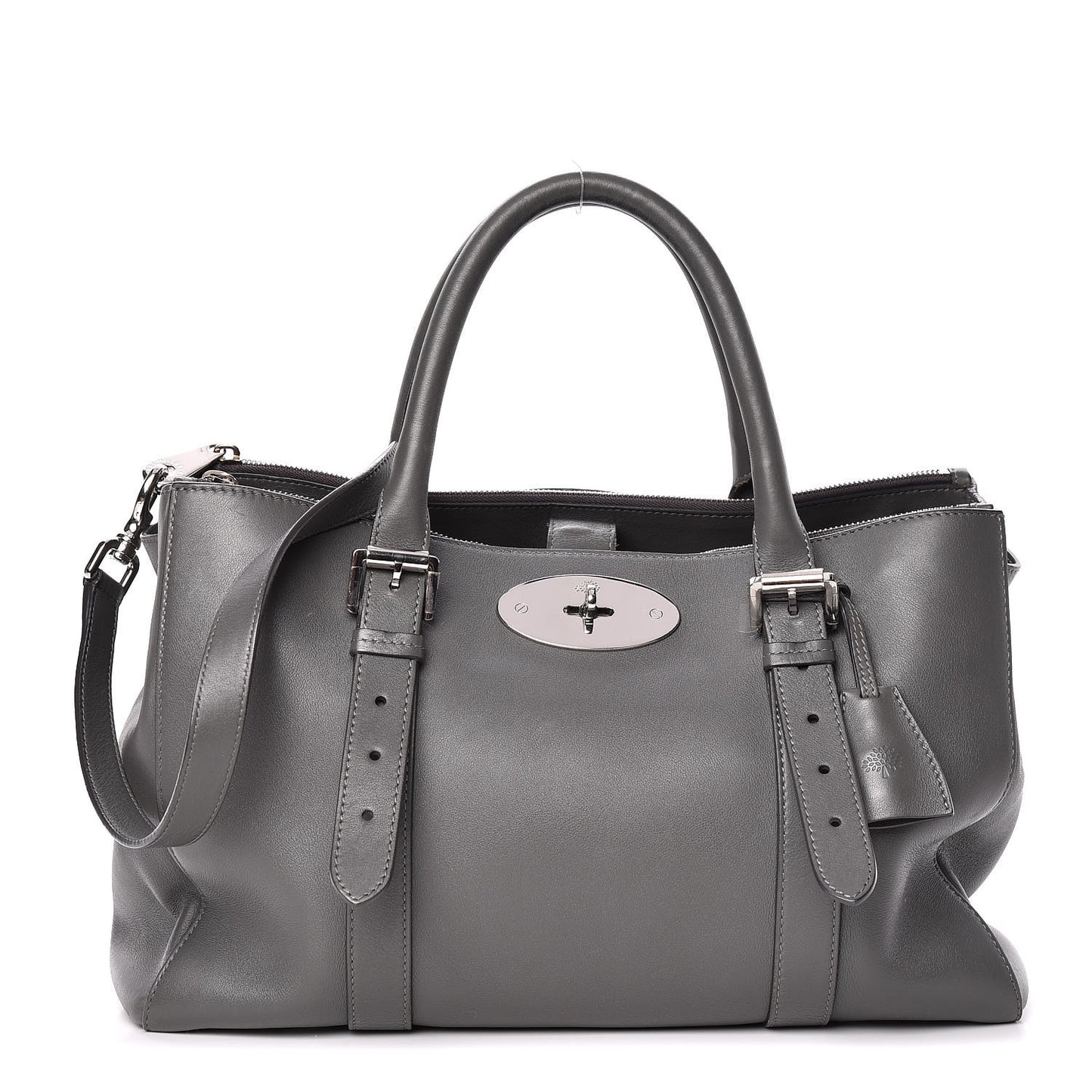Silky Calfskin Bayswater Double Zip Tote Pavement Grey