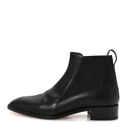 Christian Louboutin Calfskin Ingrassato Womens Marmada Flat Chelsea Boots 39.5 Black 1 of 8