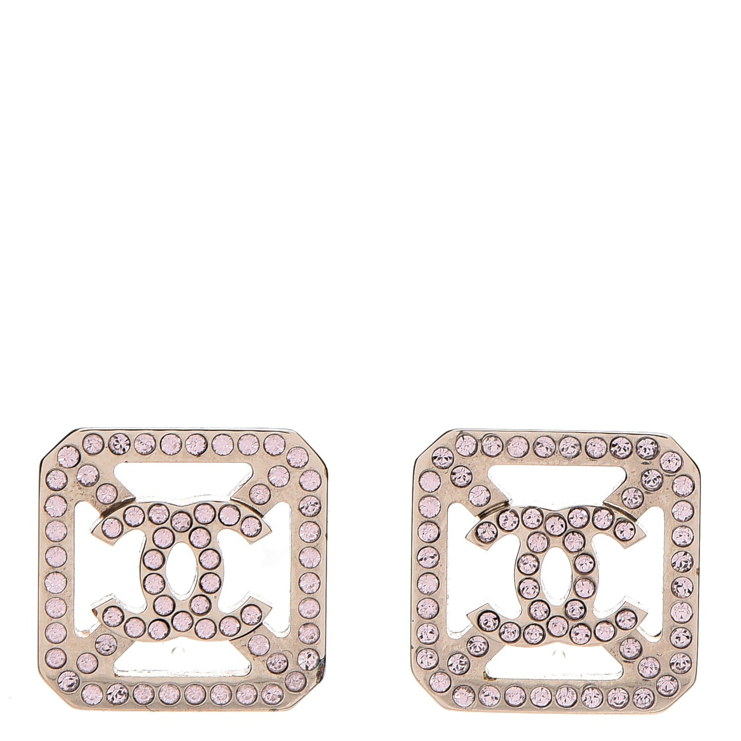 Crystal CC Earrings Pink Light Gold