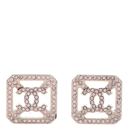 Chanel Crystal CC Earrings Pink Light Gold 1 of 5