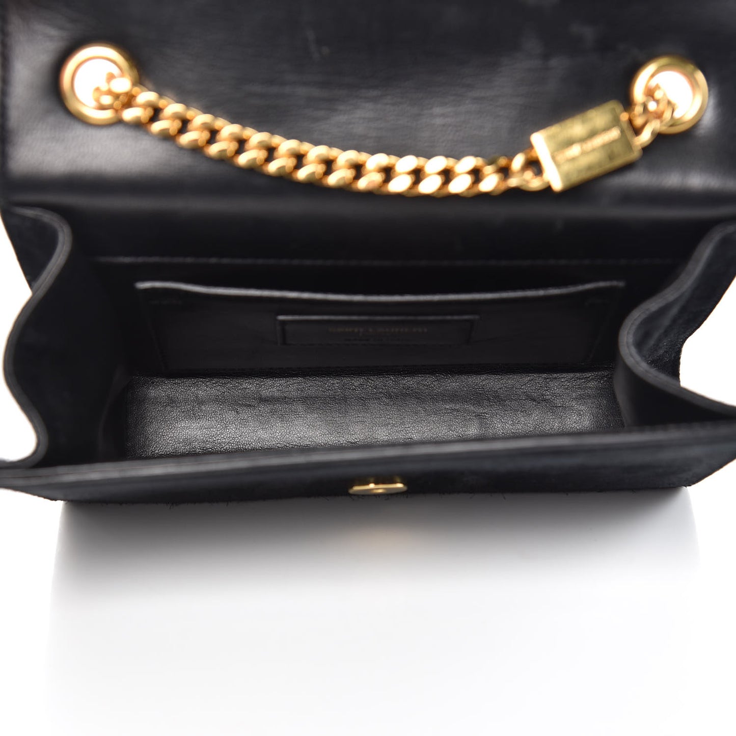 Suede Small Classic Monogram Kate Tassel Satchel Black