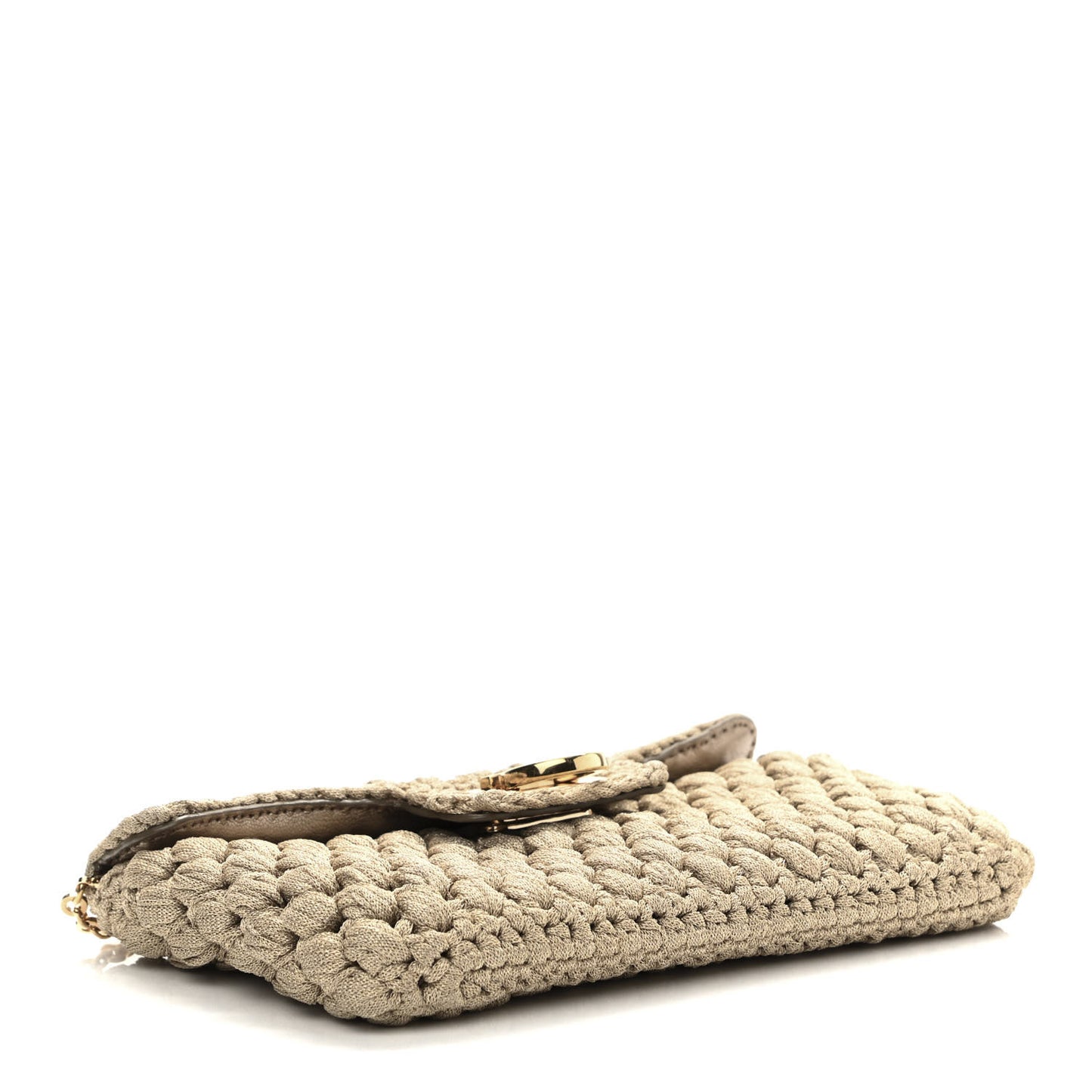 Woven Fabric Shoulder Bag Beige