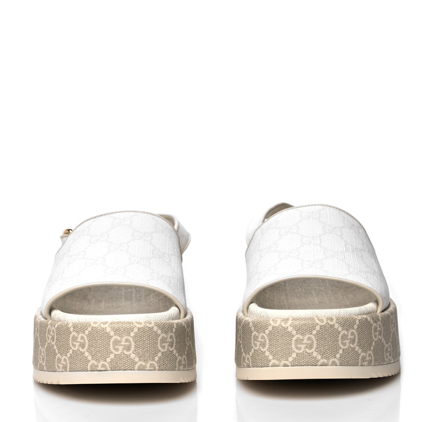 GG Supreme Monogram Granada Kid Angelina Platform 35mm Slingback Sandals 39 White Mystic White