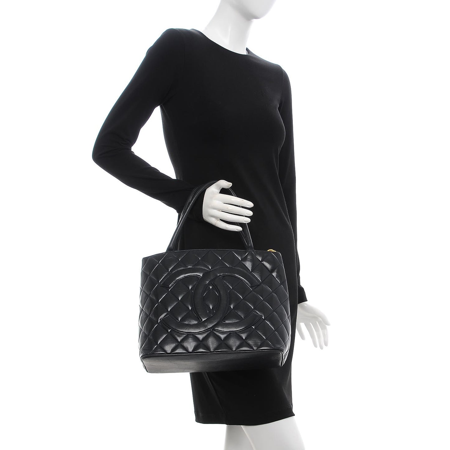 Lambskin Quilted Medallion Tote Black