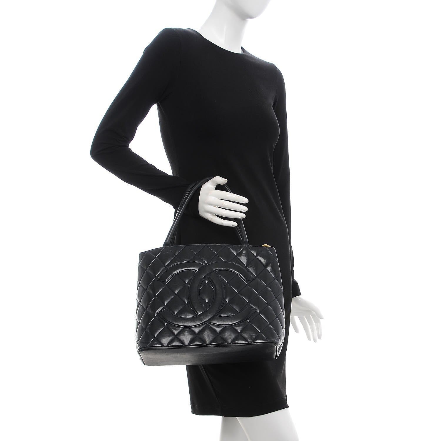 Chanel Lambskin Quilted Medallion Tote Black 2 of 14