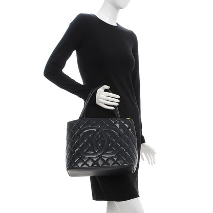 Chanel Lambskin Quilted Medallion Tote Black 2 of 14