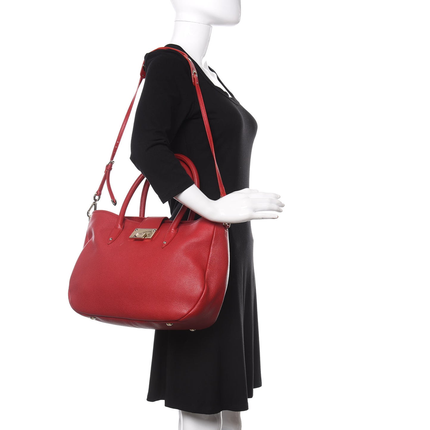 Grainy Calfskin Tote Red