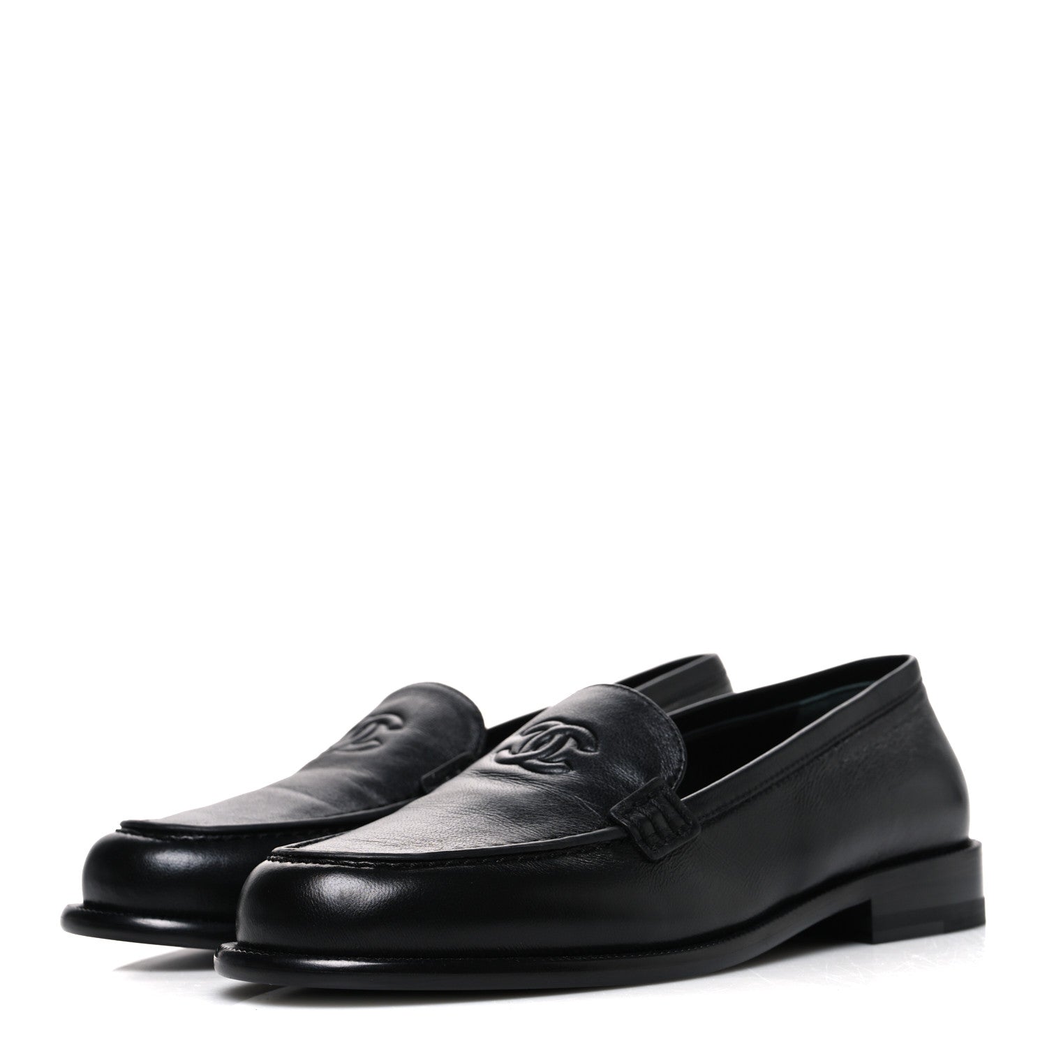Chanel Lambskin CC Mocassin Loafers 38 Black 4 of 11