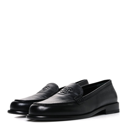 Chanel Lambskin CC Mocassin Loafers 38 Black 4 of 11