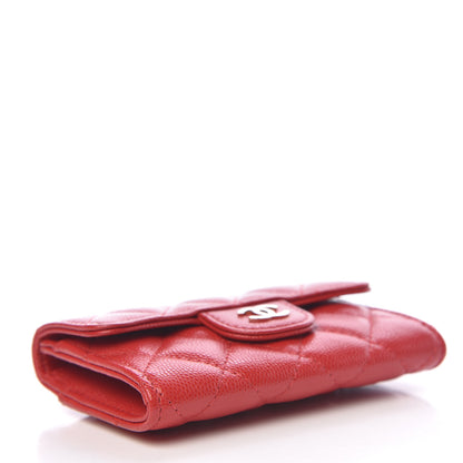 Chanel Caviar Quilted Flap Card Holder Wallet Red 4 of 9