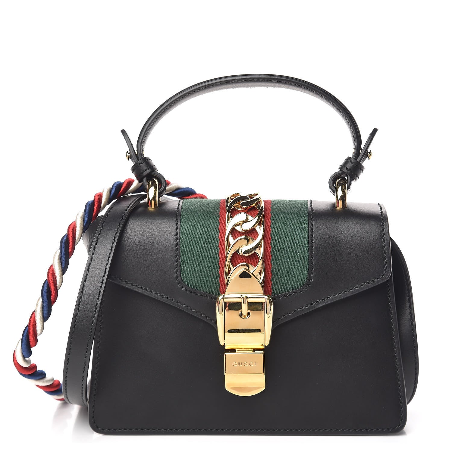 Gucci Calfskin Mini Sylvie Top Handle Bag Black 1 of 12