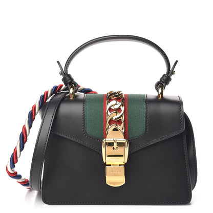 Gucci Calfskin Mini Sylvie Top Handle Bag Black 1 of 12