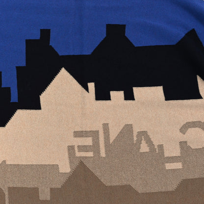 Chanel Knit Logo Printed Stole Blue Beige 3 of 3