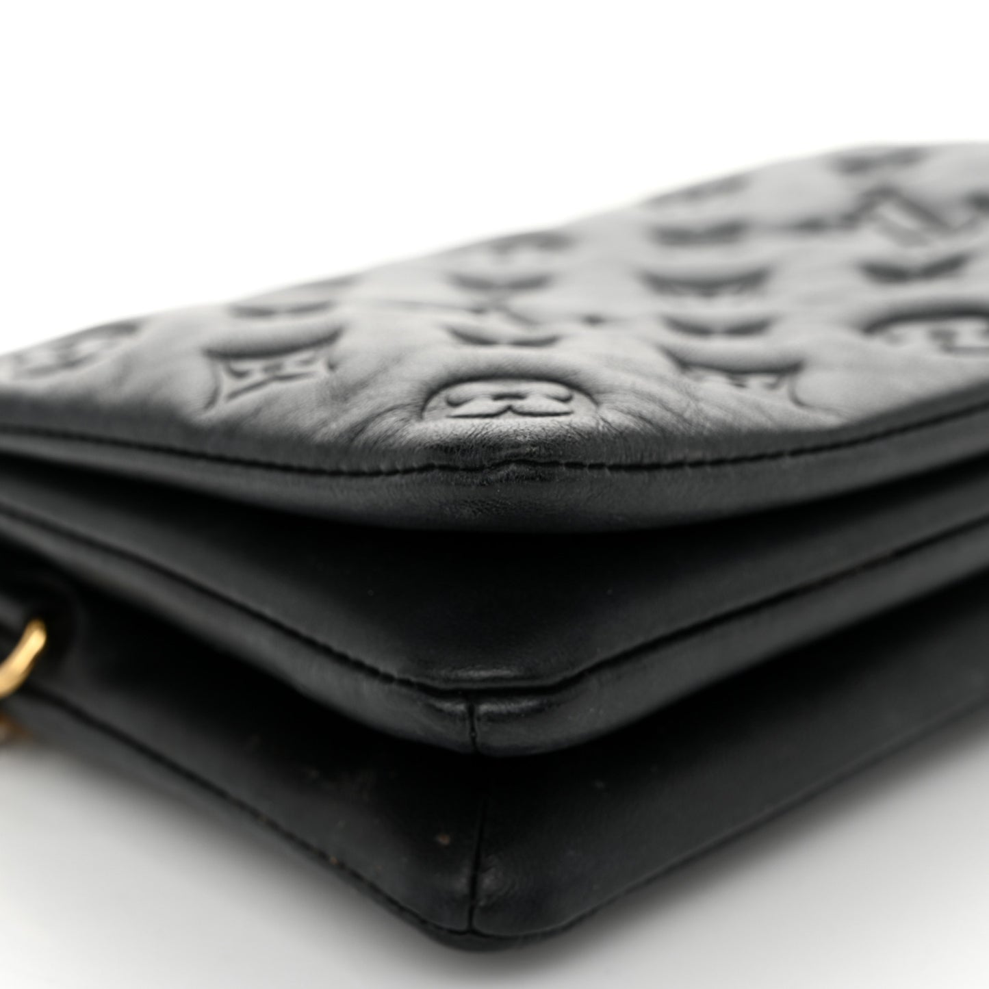 Lambskin Embossed Monogram Pochette Coussin Black