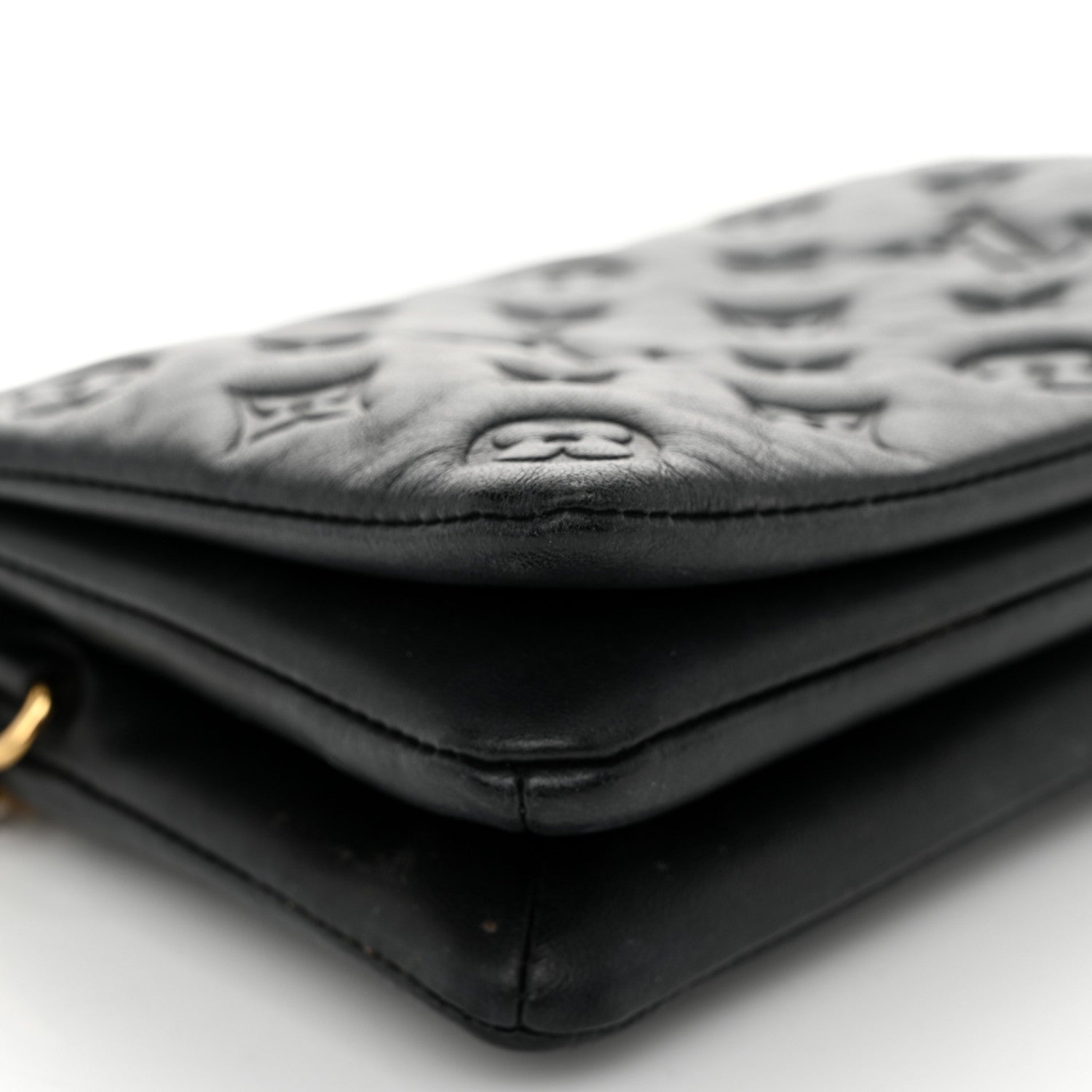 Louis Vuitton Lambskin Embossed Monogram Pochette Coussin Black 8 of 12
