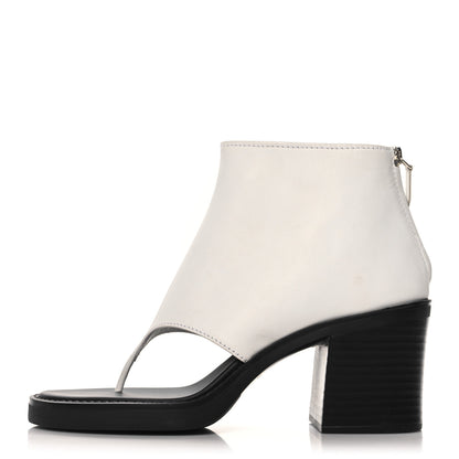 Miu Miu Calfskin Thong Ankle Booties 38.5 White Black 1 of 10