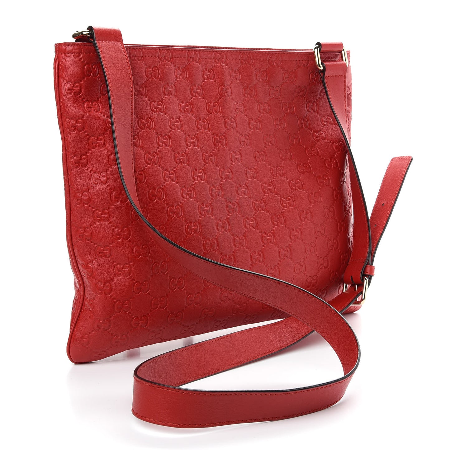 Guccissima Medium Flat Messenger Bag Red