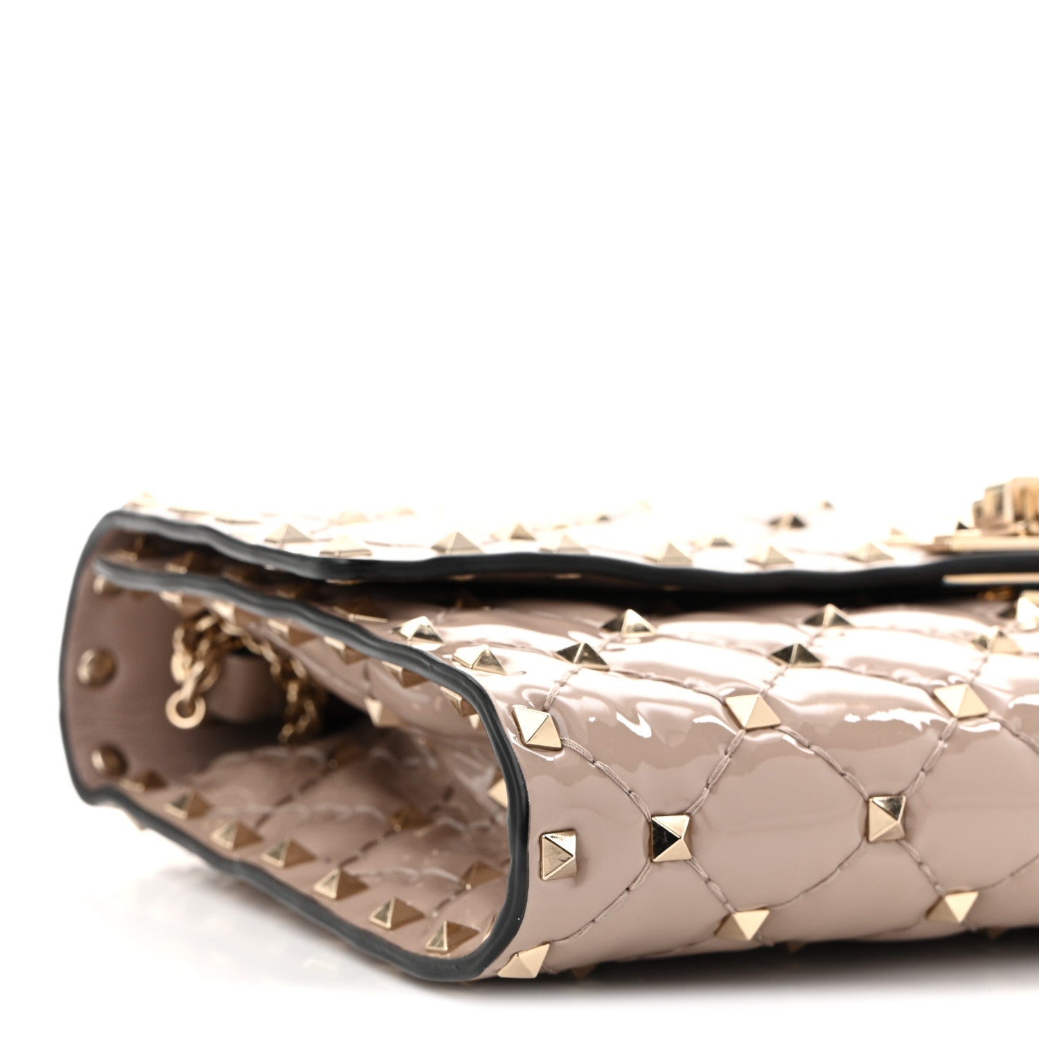 Valentino Garavani Patent Rockstud Spike Wallet on Chain Poudre 8 of 9
