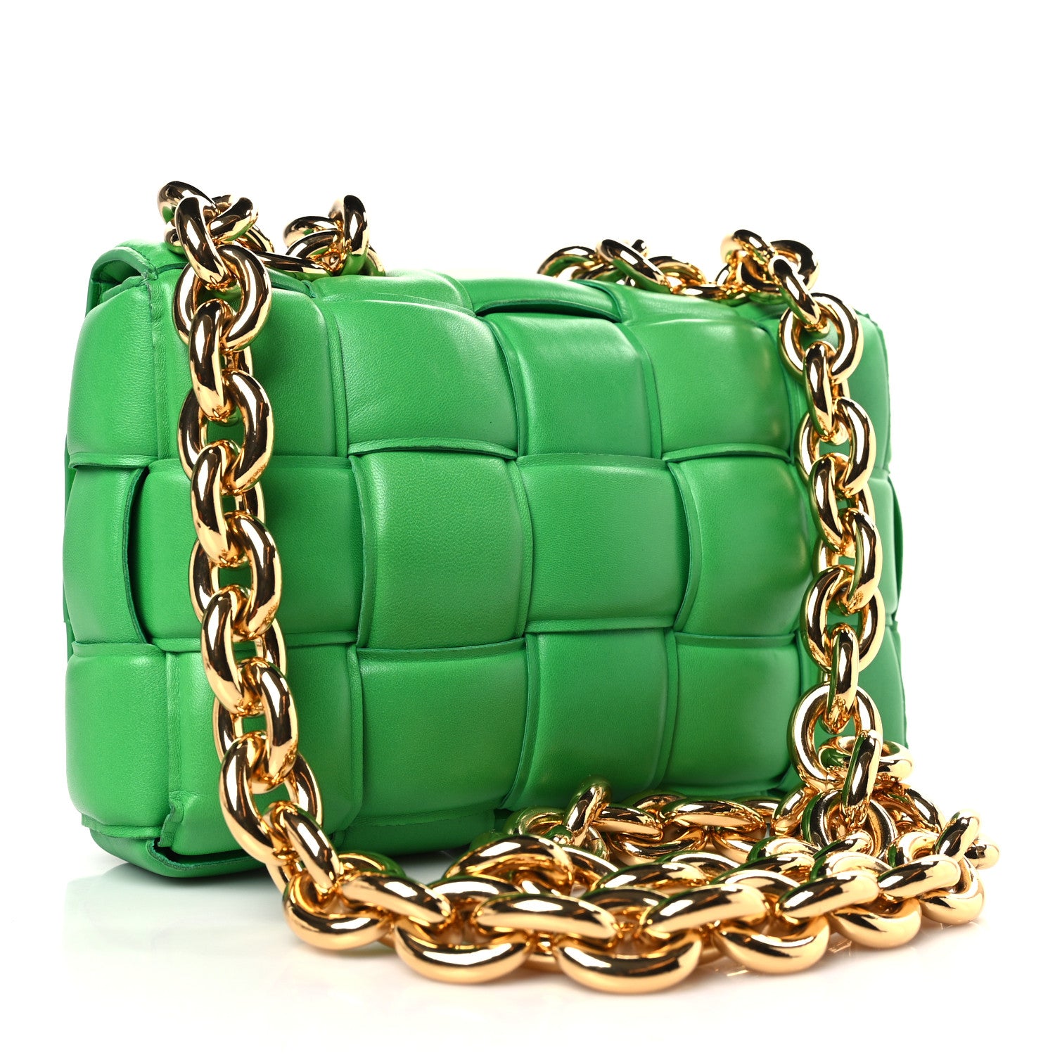 Bottega Veneta Lambskin Maxi Intreccio Padded Chain Cassette Crossbody Bag Grass 3 of 9