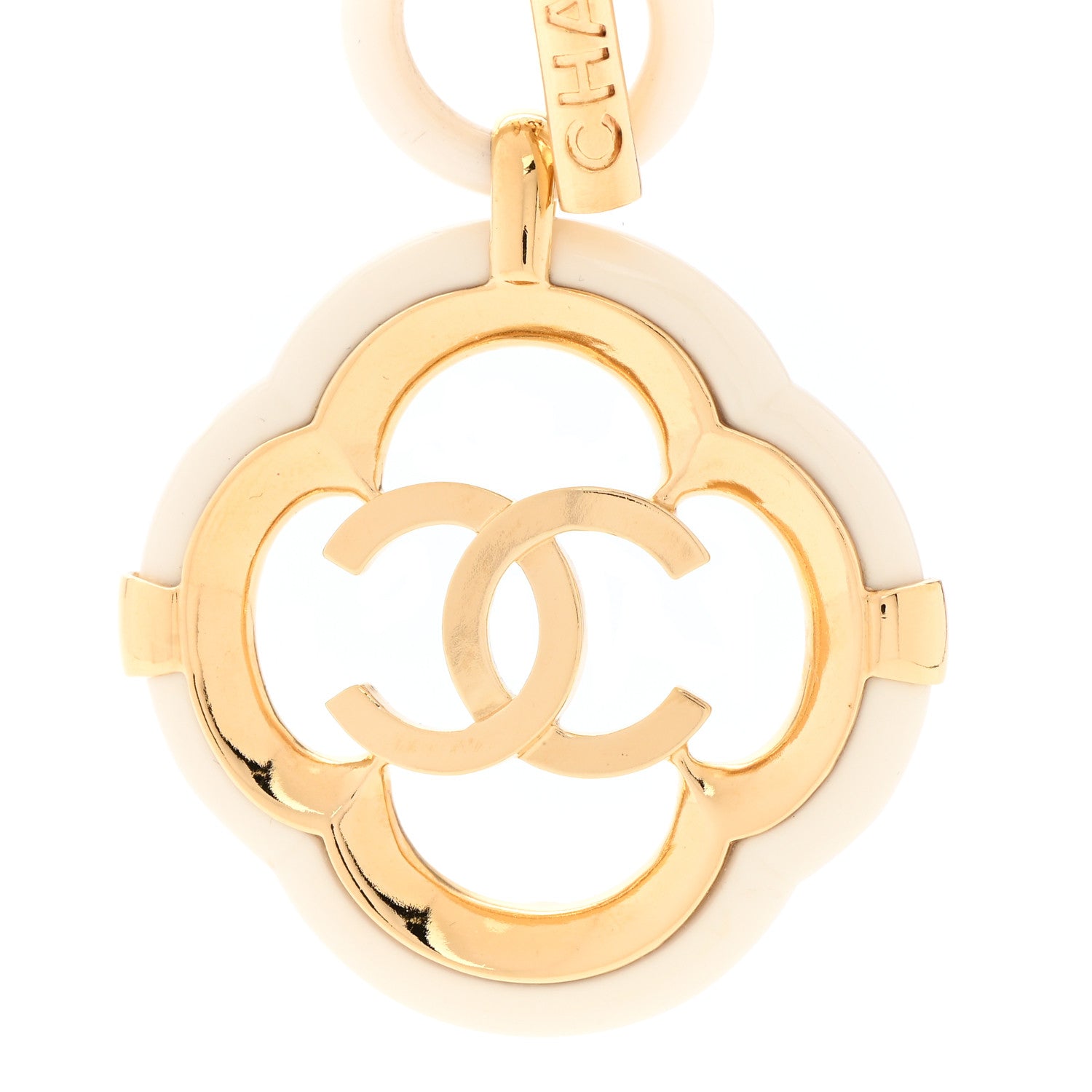 Chanel Resin CC Medallion Choker Chain Necklace Gold Ivory 4 of 6