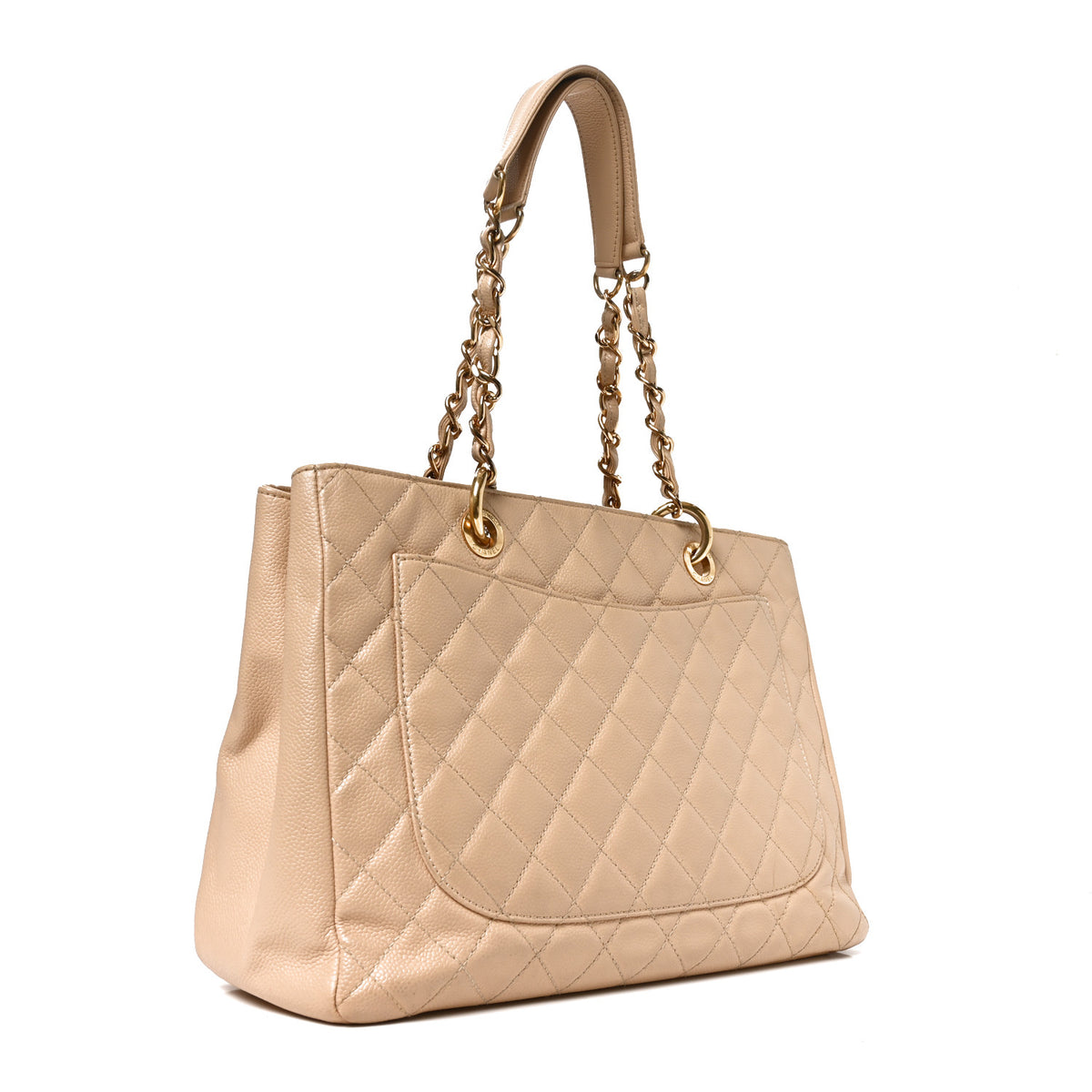 Caviar Quilted Grand Shopping Tote GST Beige Clair