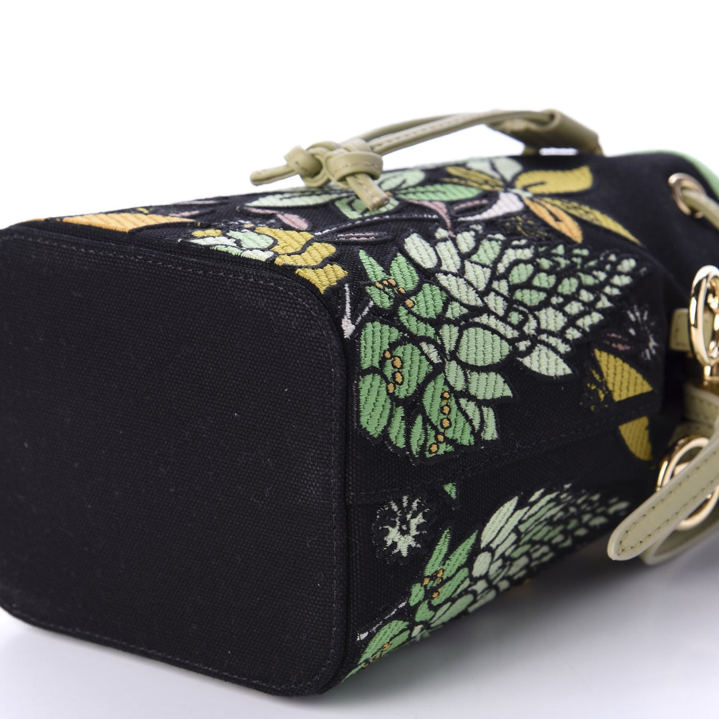 Canvas Vitello Century F is Fendi Psychedelic Flowers Embroidered Mini Mon Tresor Bucket Bag Verde Mandorlo Multicolor