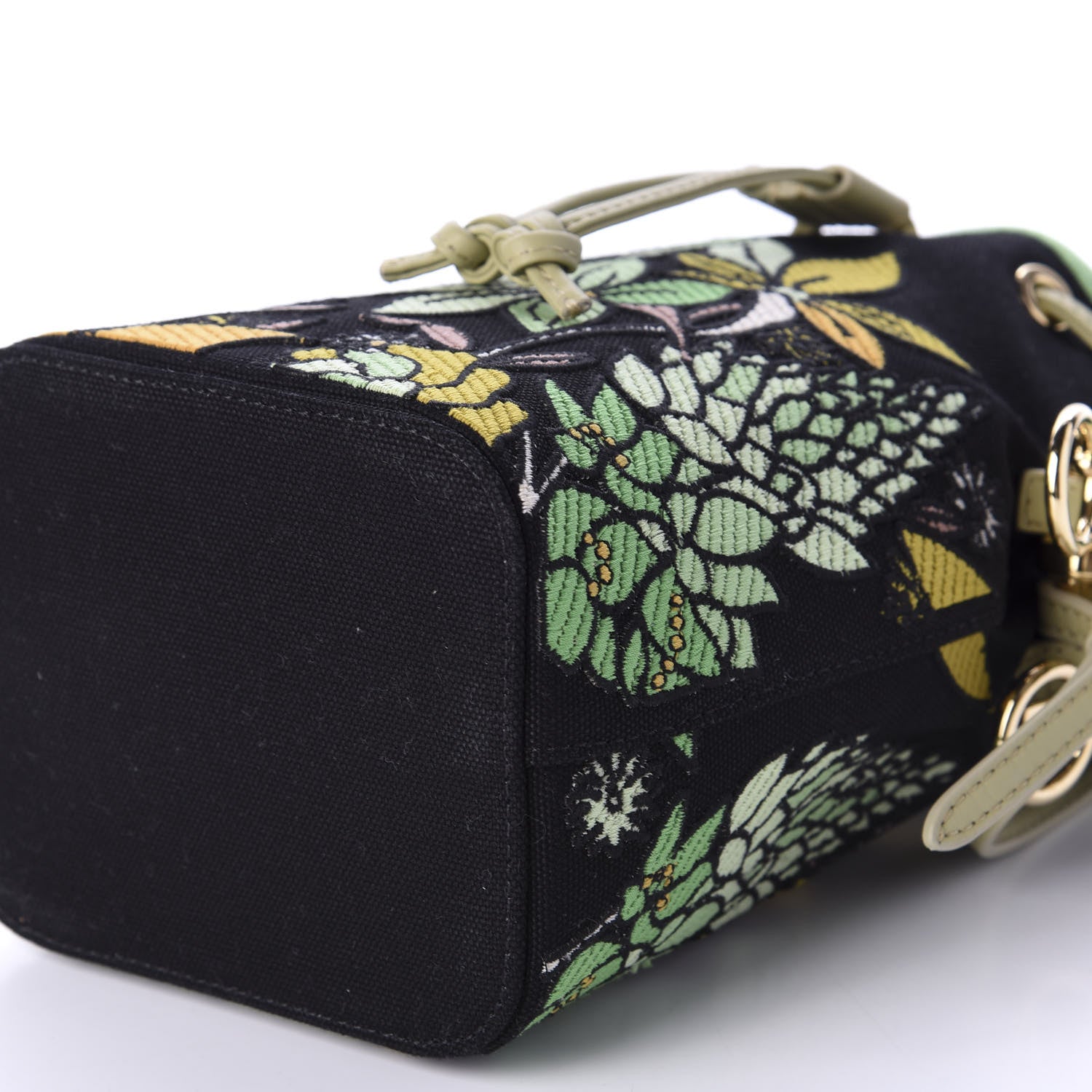 Fendi Canvas Vitello Century F is Fendi Psychedelic Flowers Embroidered Mini Mon Tresor Bucket Bag Verde Mandorlo Multicolor 8 of 11