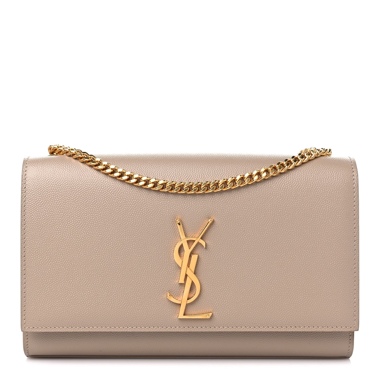 Saint Laurent Grain De Poudre Medium Monogram Kate Satchel Dark Beige 1 of 9