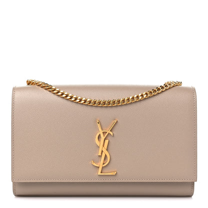 Saint Laurent Grain De Poudre Medium Monogram Kate Satchel Dark Beige 1 of 9