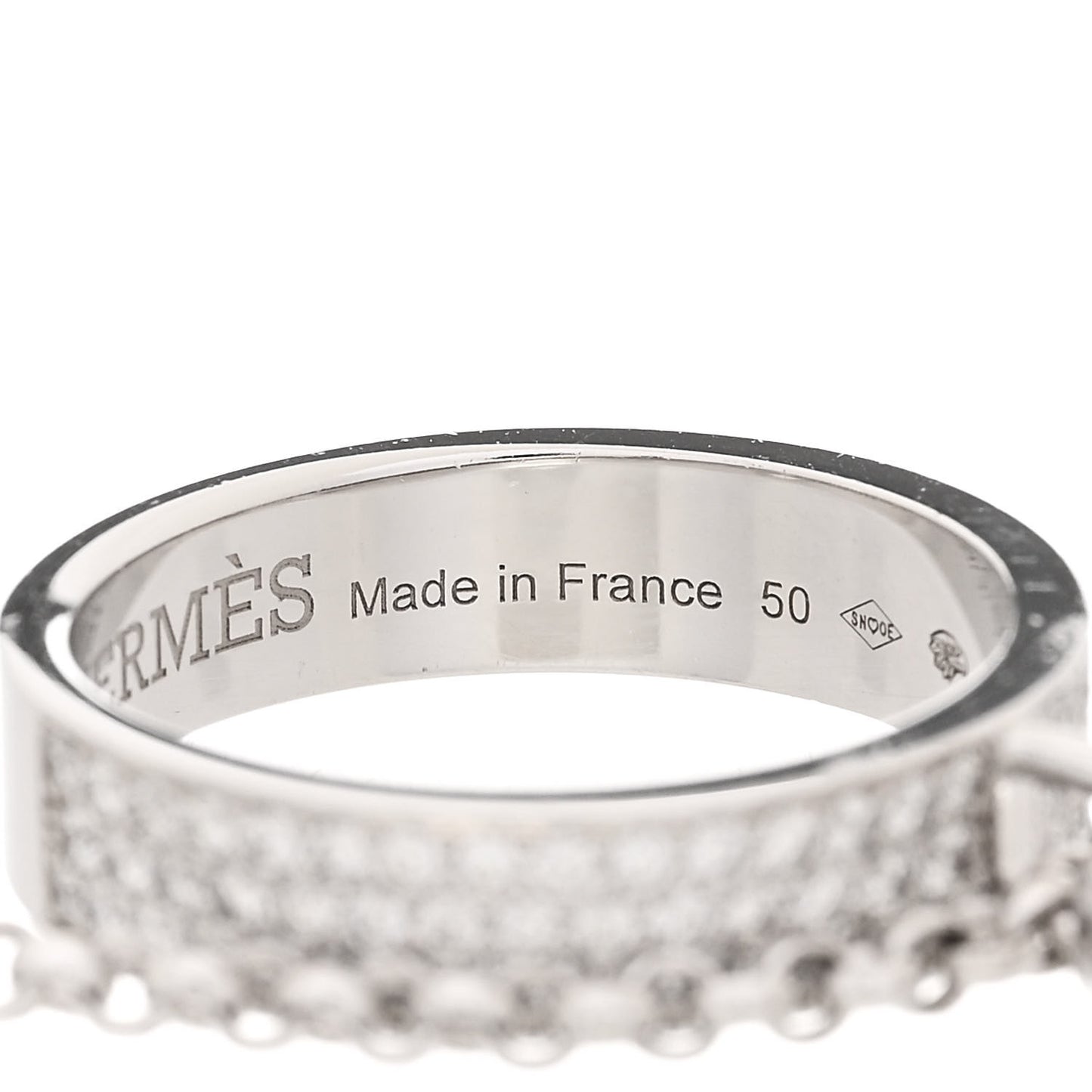 18K White Gold Diamond Kelly Clochette Double Ring 50 5.25