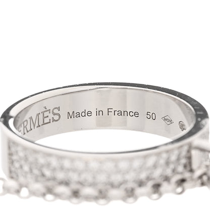 Hermes 18K White Gold Diamond Kelly Clochette Double Ring 50 5.25 7 of 8