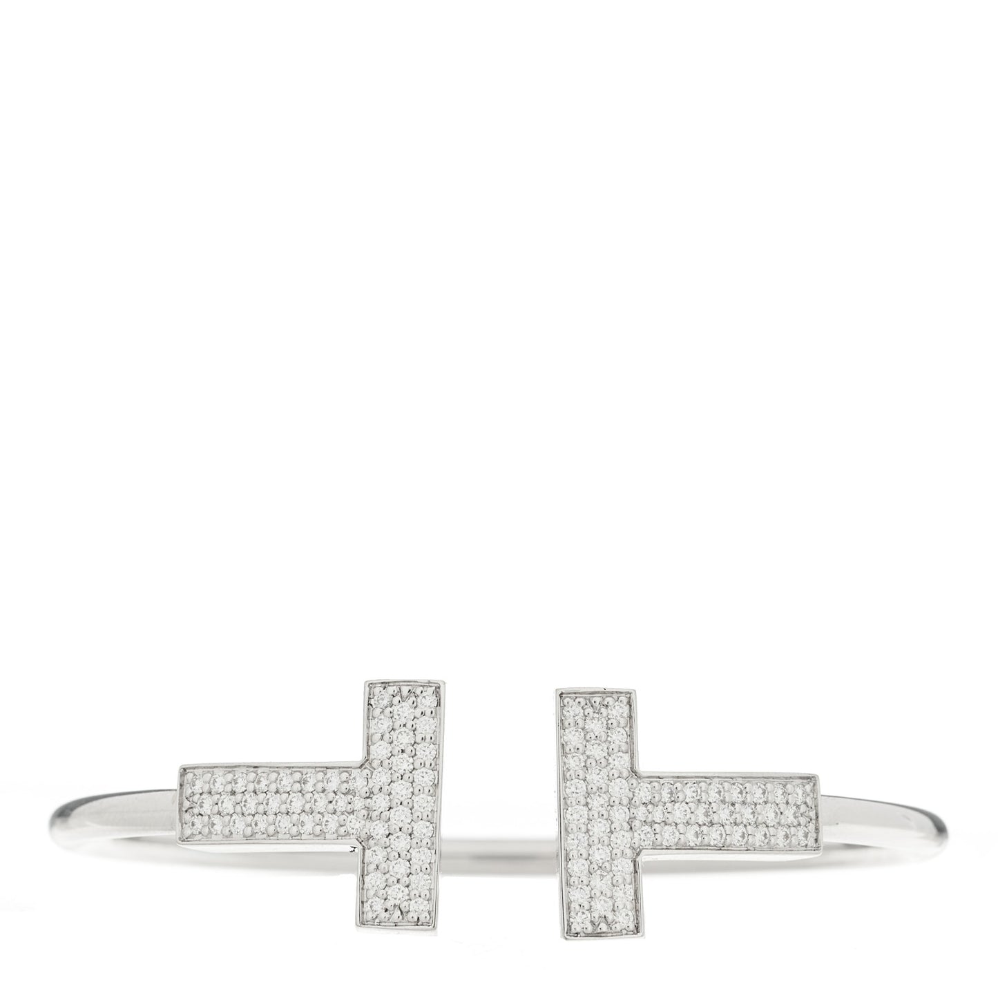 18K White Gold Diamond Tiffany T Wide Wire Bracelet