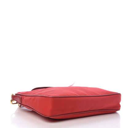 Prada Nylon Vela Saffiano Flat Flap Messenger Bag Red 4 of 12