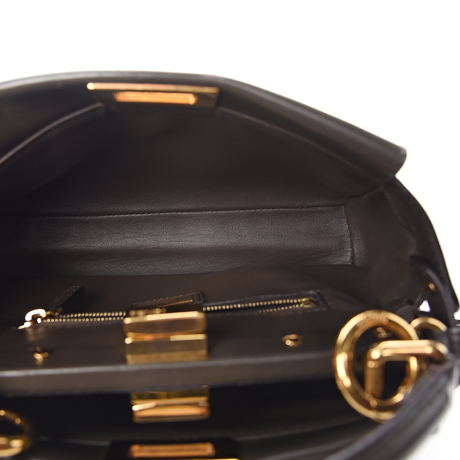 Fendi Nappa Mini Peekaboo Iconic Satchel Carbone 6 of 15