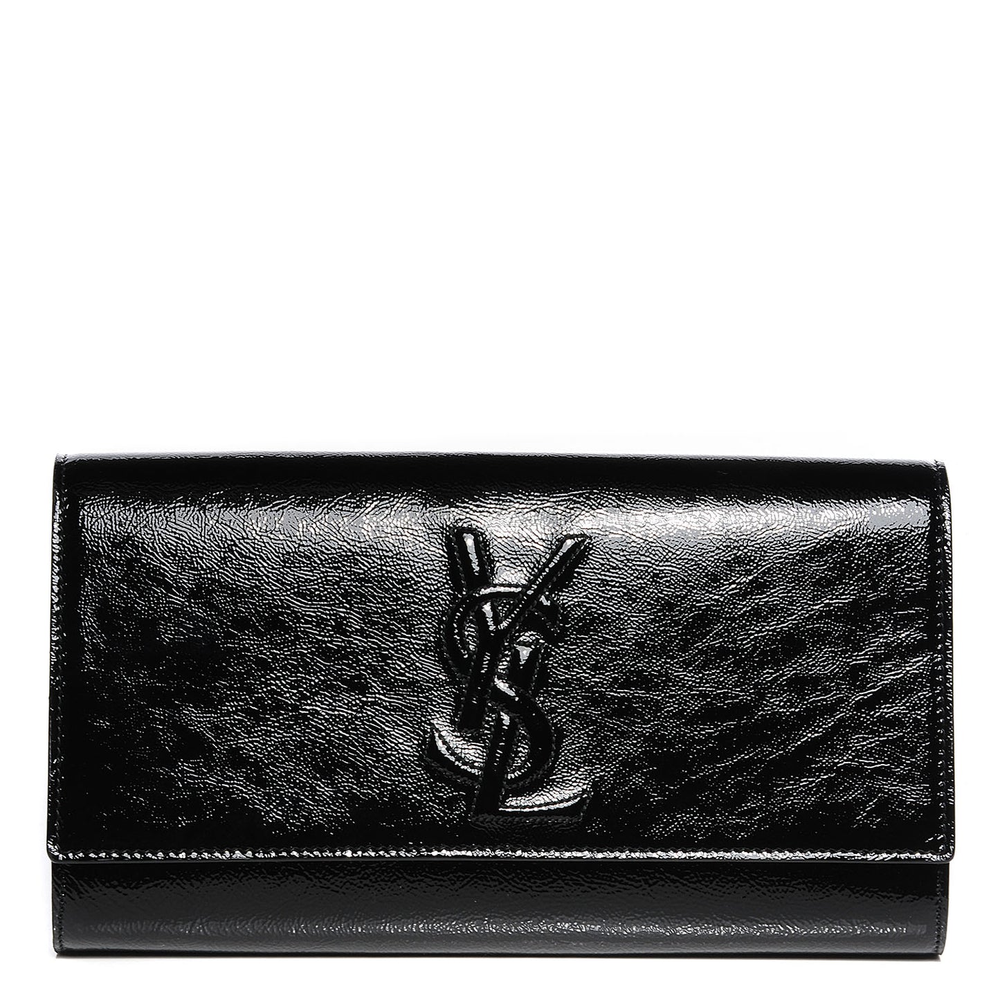 Textured Patent Monogram Large Belle De Jour Clutch Black