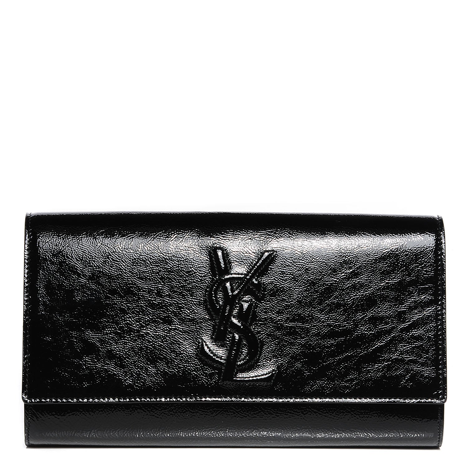 Saint Laurent Textured Patent Monogram Large Belle De Jour Clutch Black 1 of 7