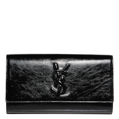 Saint Laurent Textured Patent Monogram Large Belle De Jour Clutch Black 1 of 7