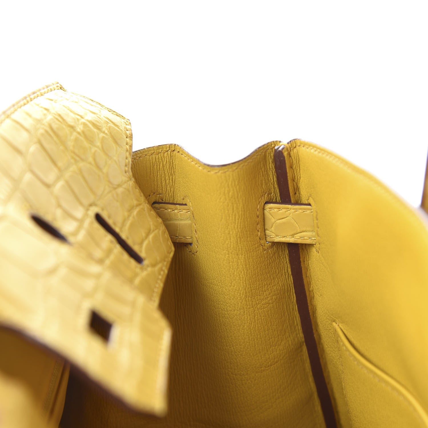 Hermes Matte Alligator Birkin 25 Jaune Ambre 14 of 33