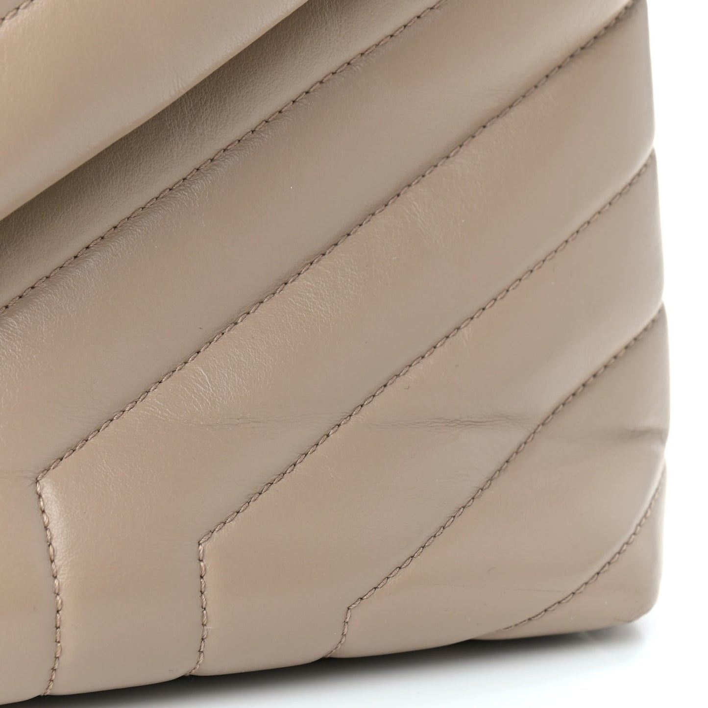 Calfskin Y Quilted Monogram Medium Loulou Chain Satchel Dark Beige