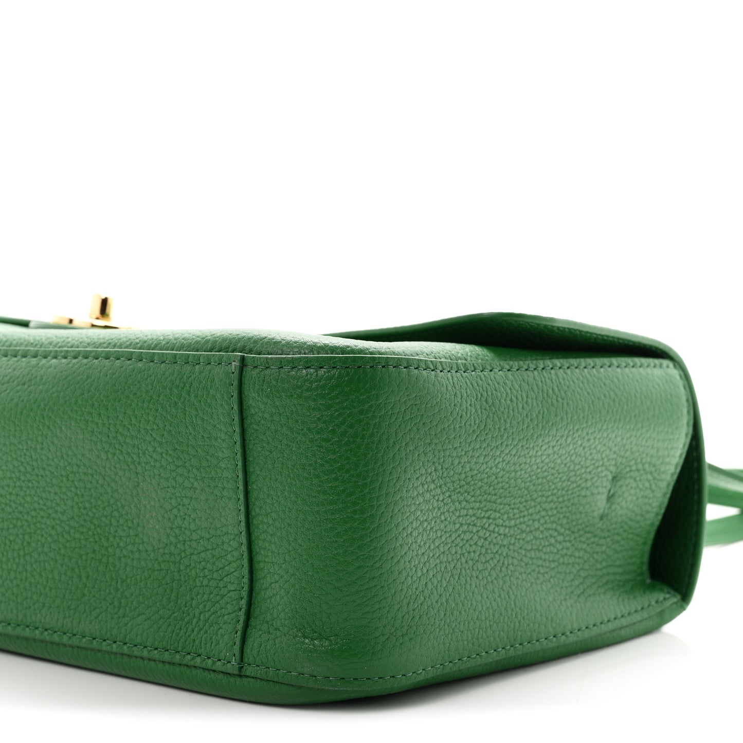 Grained Calfskin Small Souplissimo Maxi Flap Green