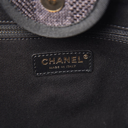 Chanel Mixed Fibers Calfskin Striped Medium Deauville Tote Black 5 of 10