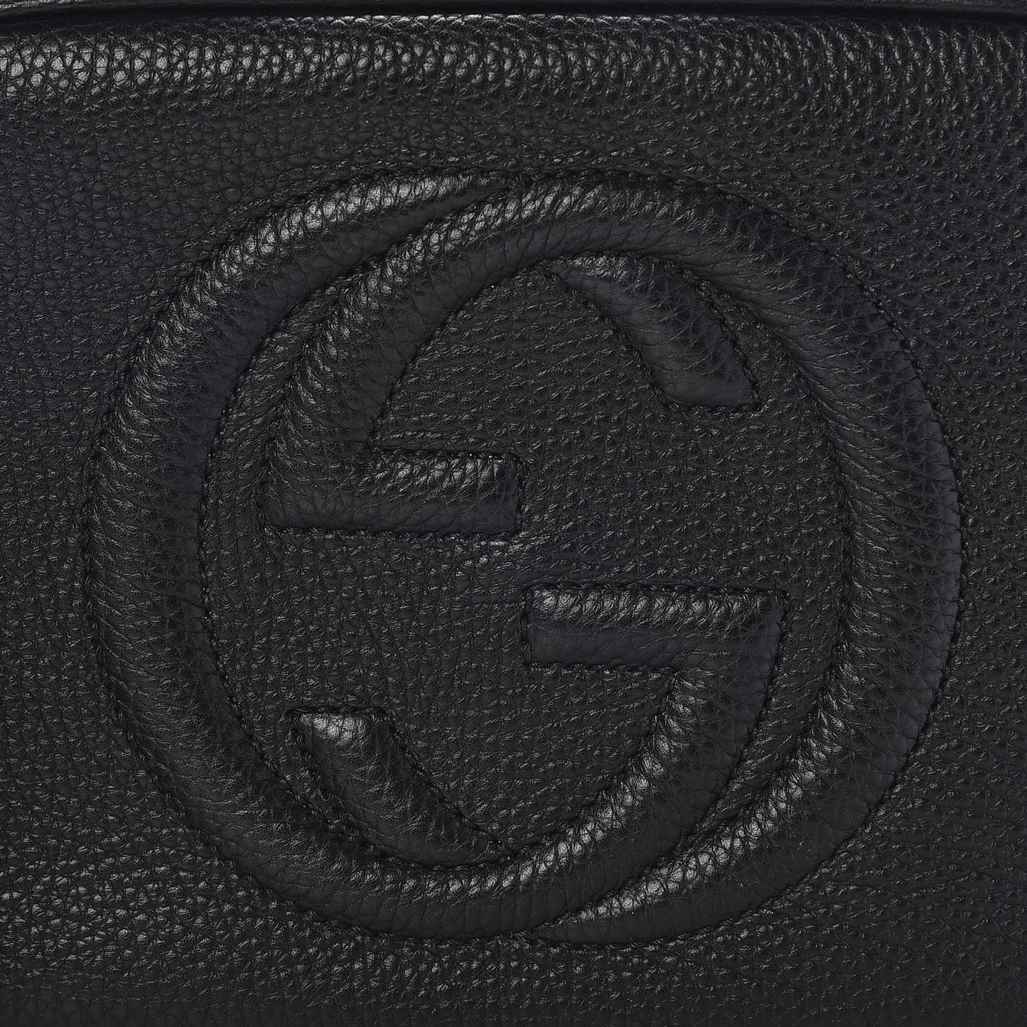 Pebbled Calfskin Small Soho Disco Bag Black