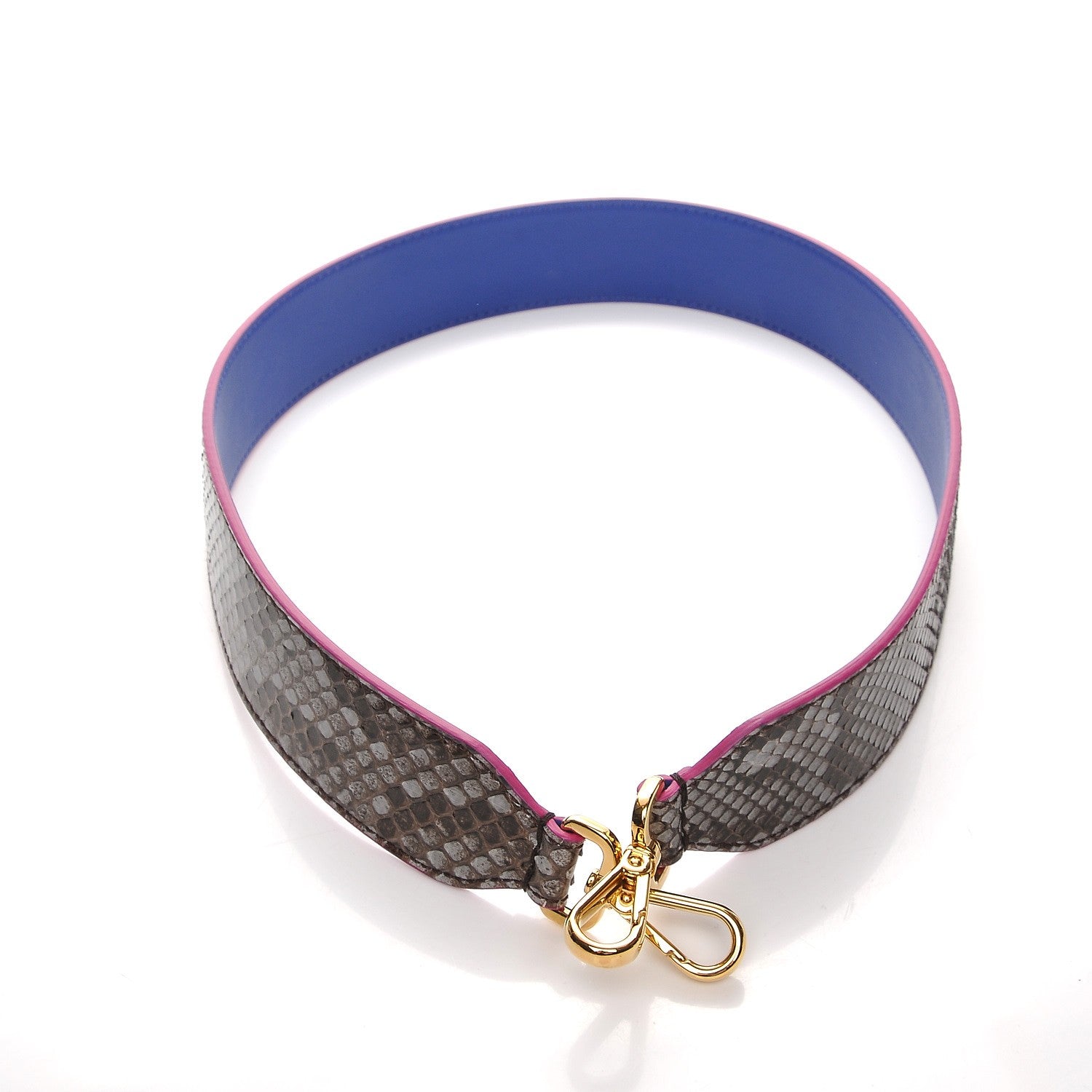Fendi Shiny Python Vitello Dolce Strap You Asfalto Blue Neon 3 of 5